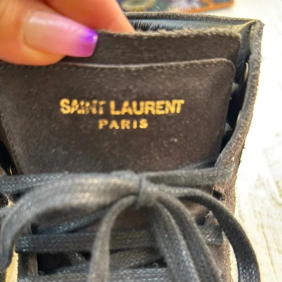 Saint Laurent Black High-Top Sneakers Sleek Minimalist Design - Picture 6 of 7